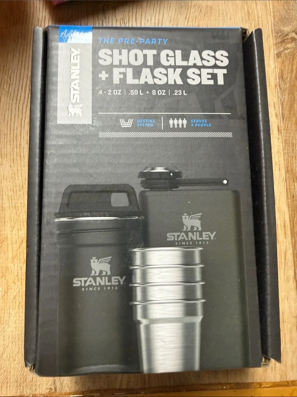 Stanley Black Shot Glass and Flask Travel Set with Stainless Cups